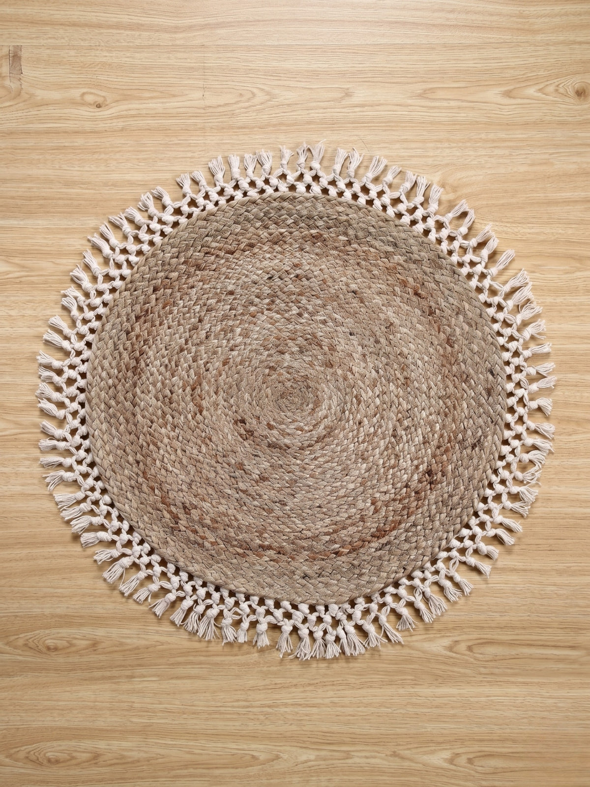 פלייסמט קש טבעי בשילוב מקרמה-38 ס"מ