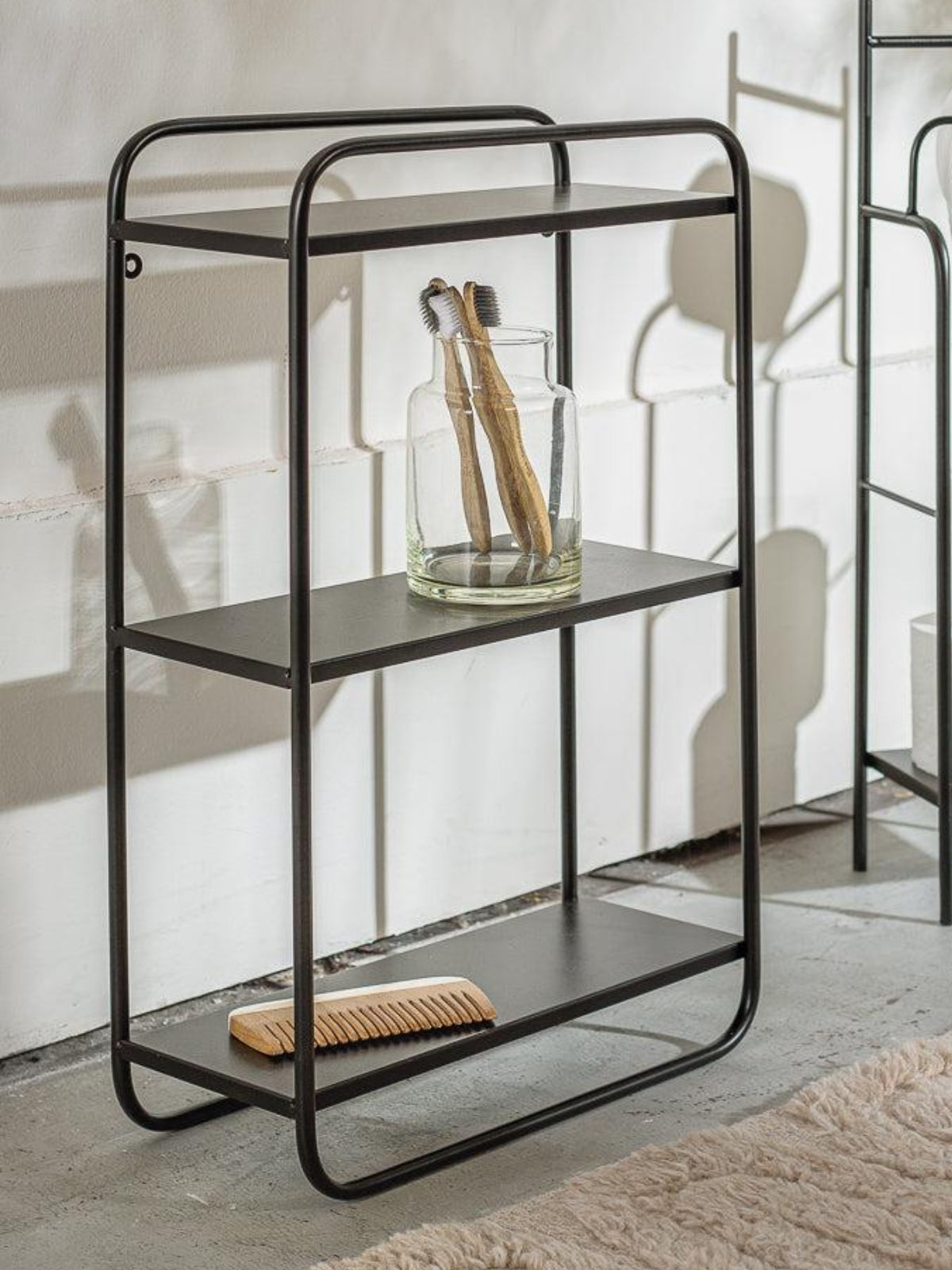 מדף מתכת שחור 3 קומות