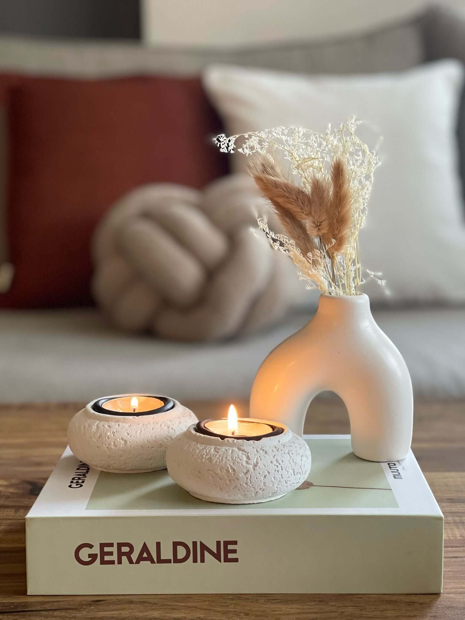 פמוט נר שבת אבן קאבו עגול