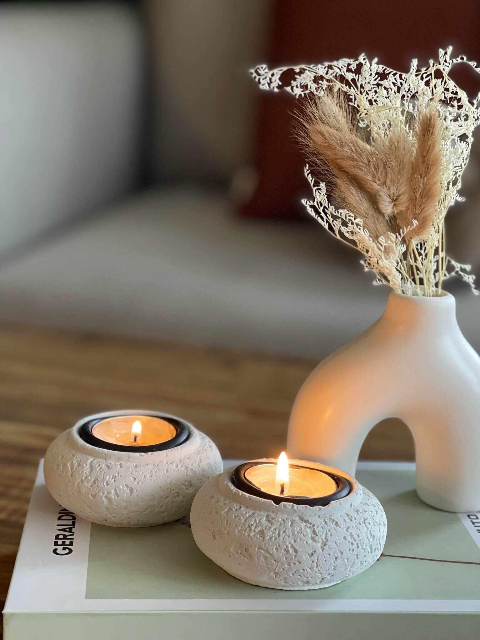 פמוט נר שבת אבן קאבו עגול