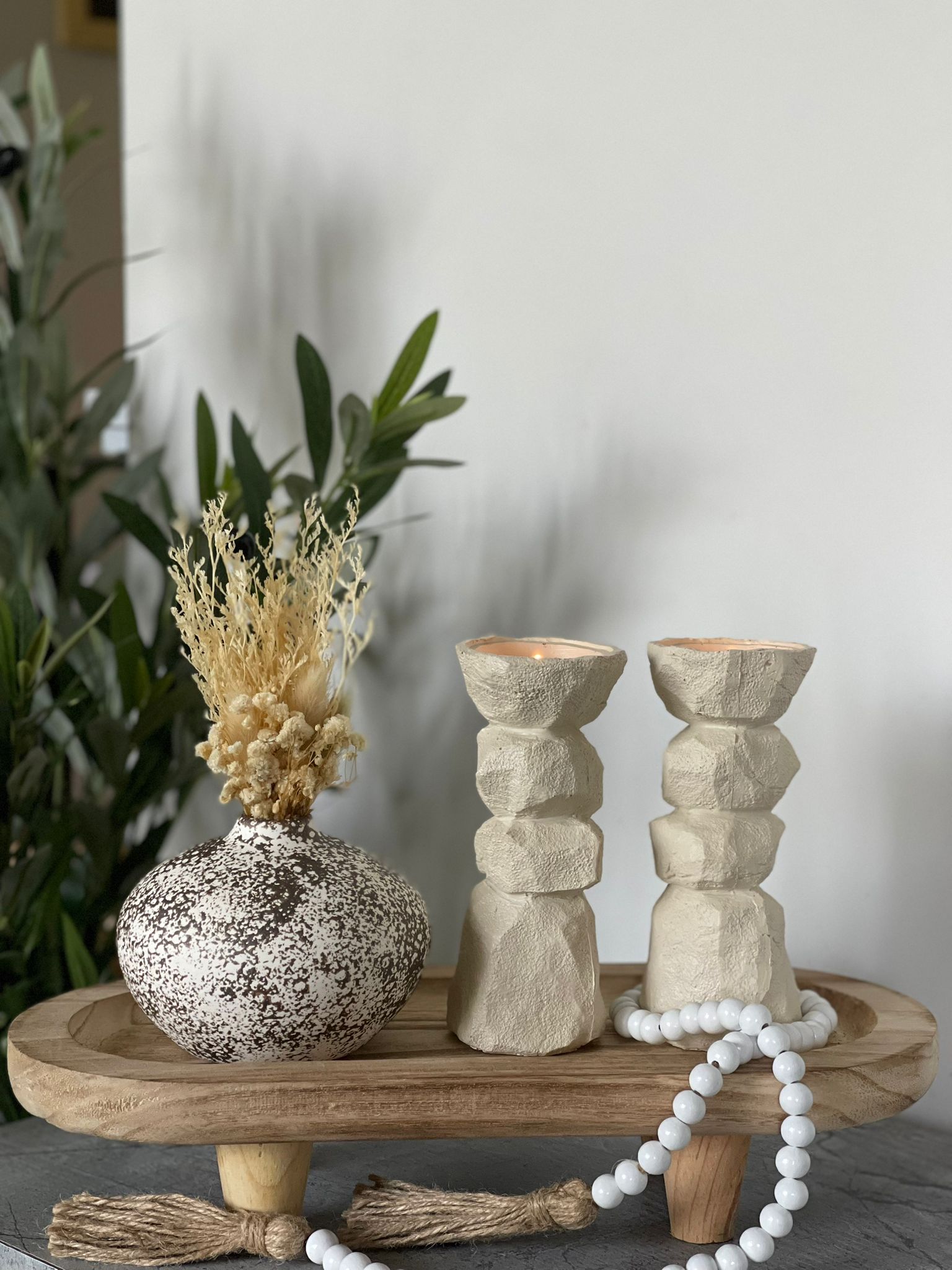 פמוט דמוי אבן בז' רוק