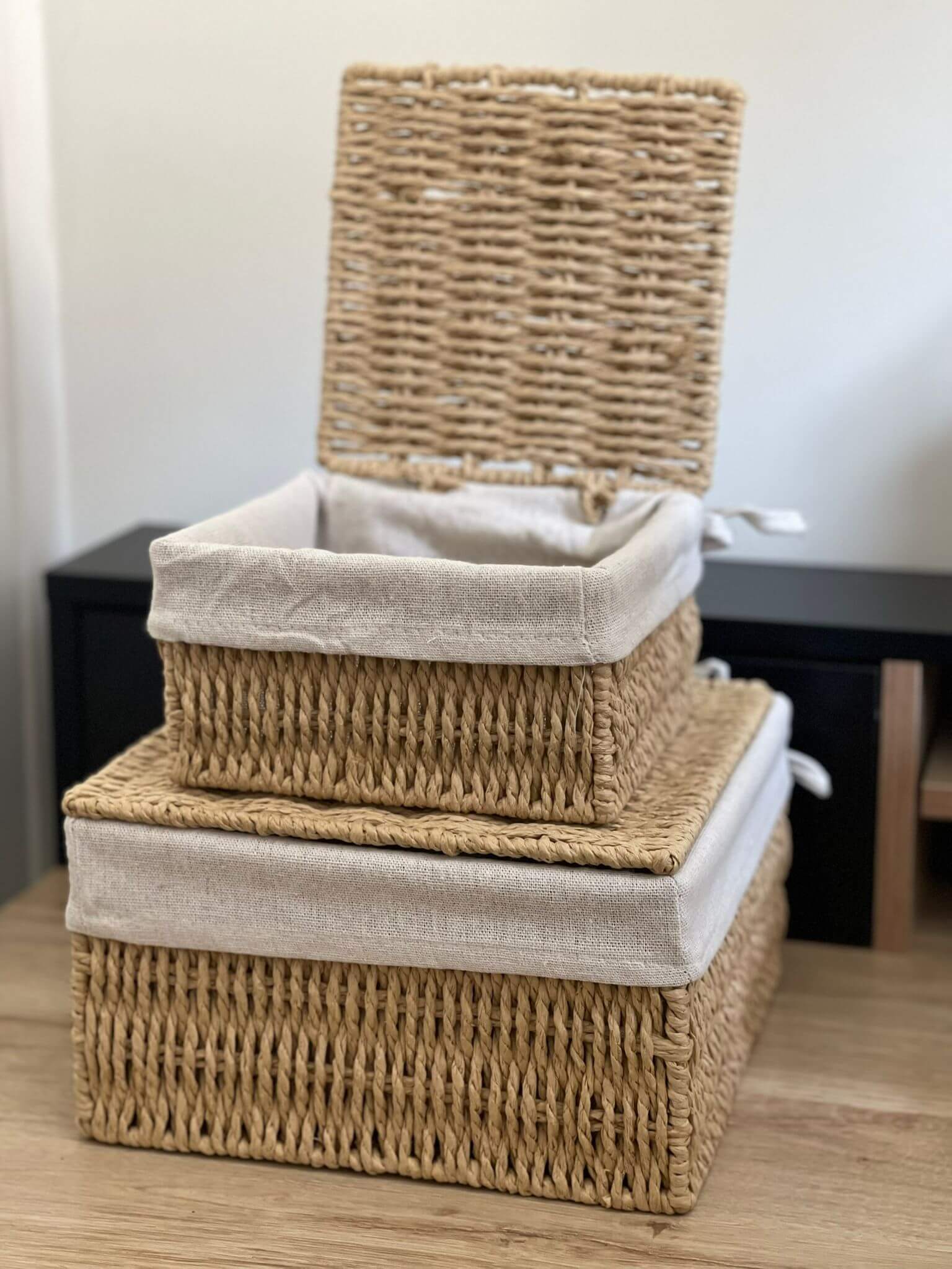 סלסלת אחסון מרובעת עם מכסה