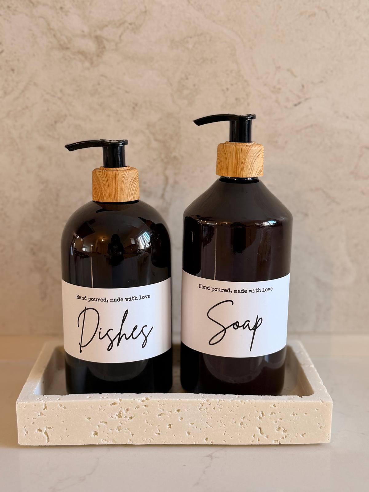 מגש טרוורטין פולי מלבני אוף-ווייט