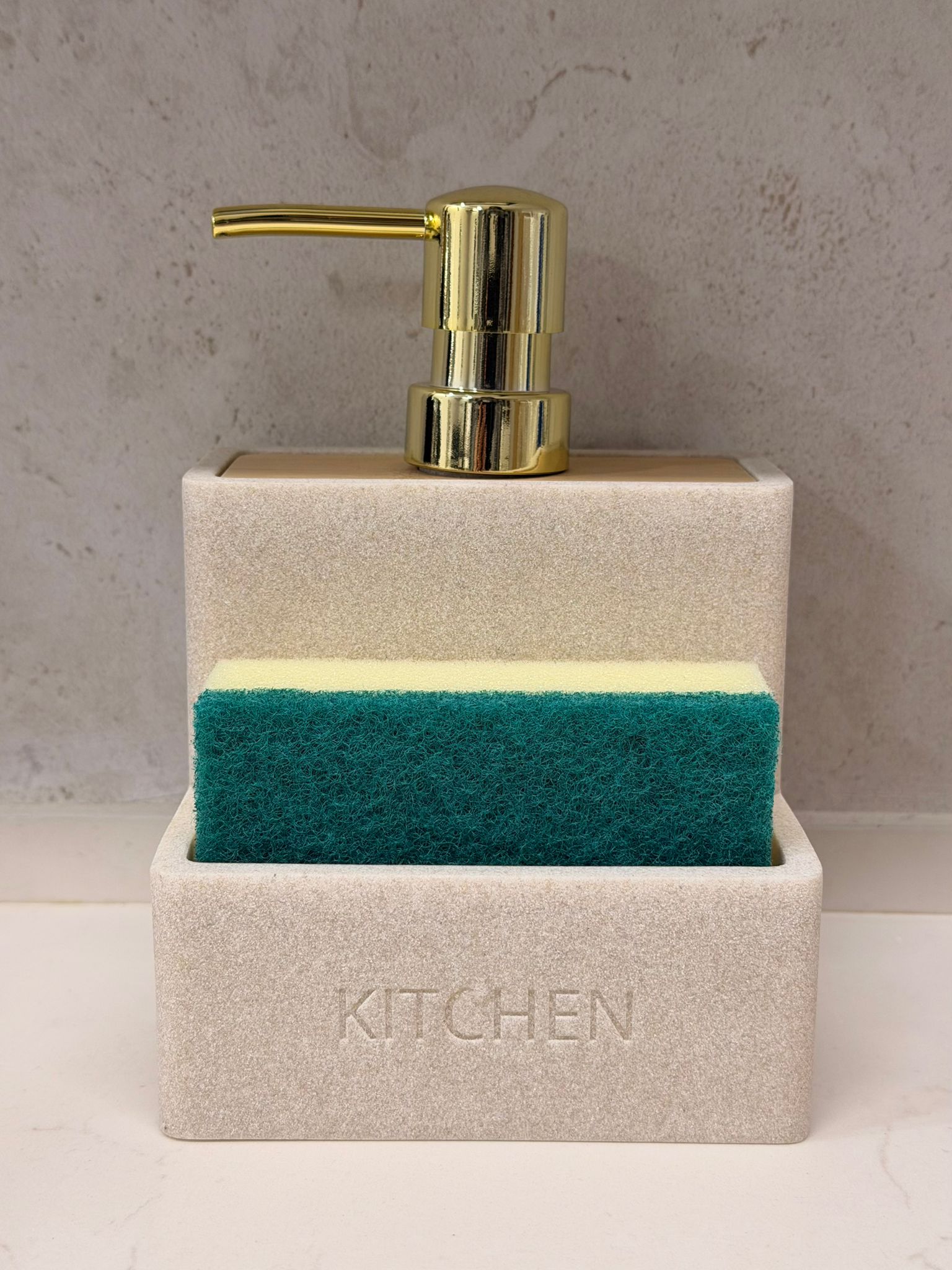 דיספנסר כלים אבן בשילוב עץ