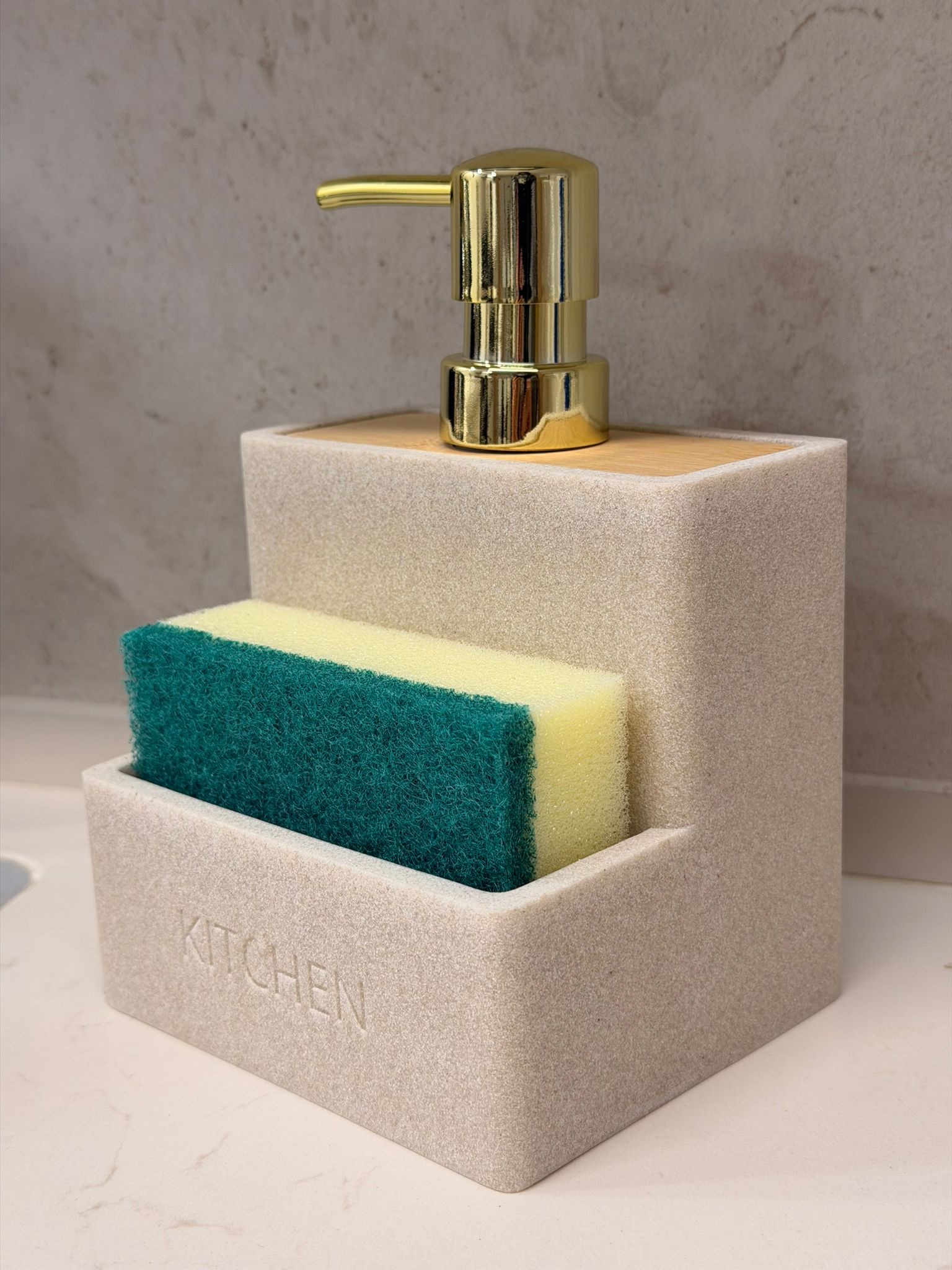 דיספנסר כלים אבן בשילוב עץ