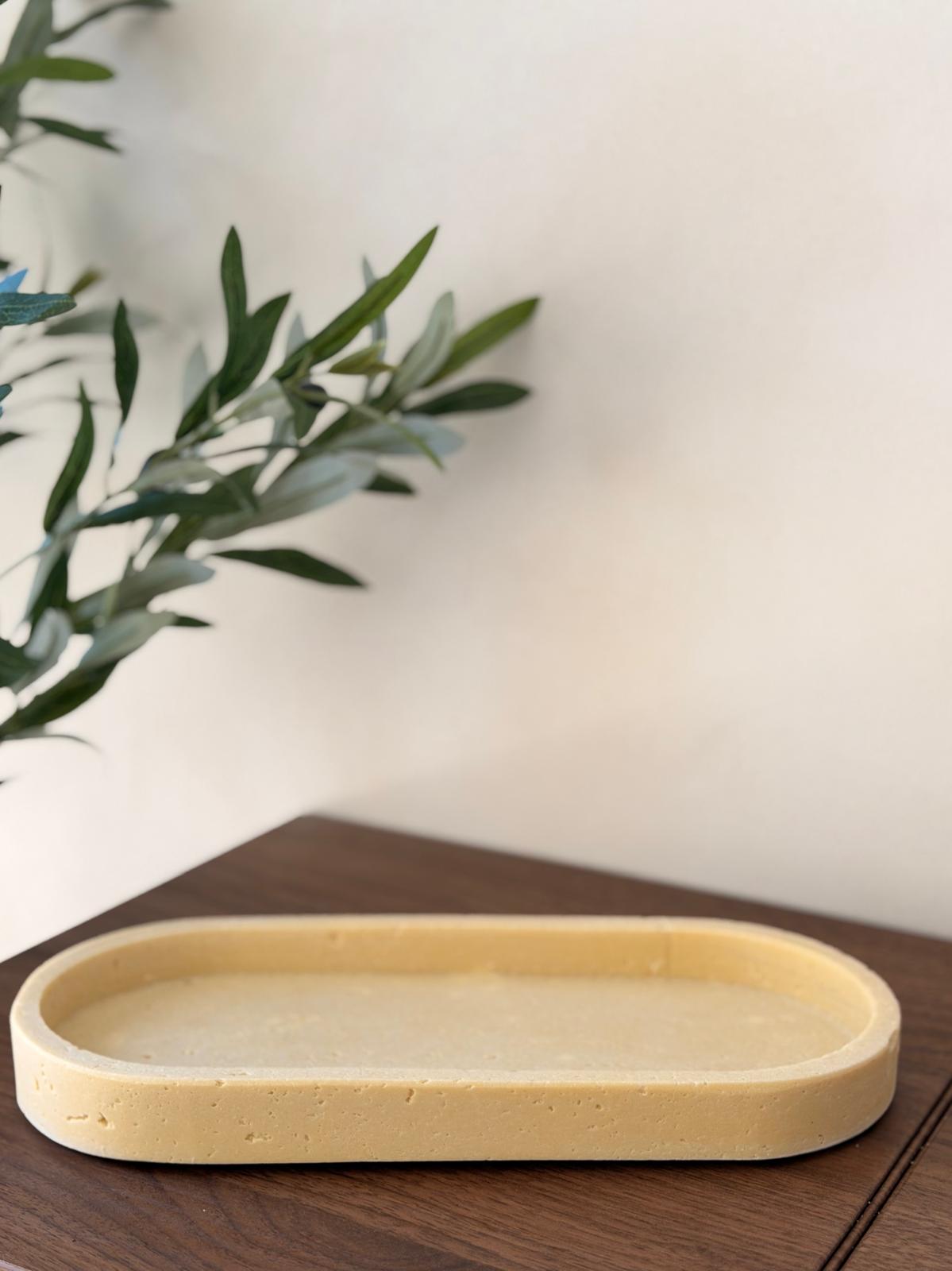 מגש טרוורטין פולי אובלי בז'