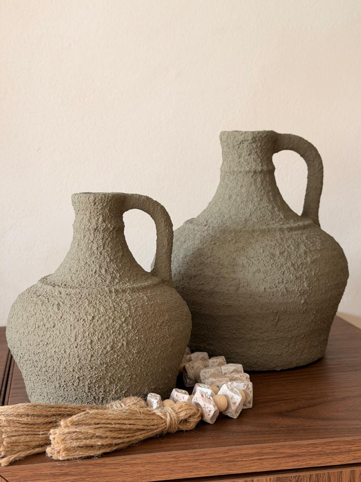 אגרטל חרס ירוק זית