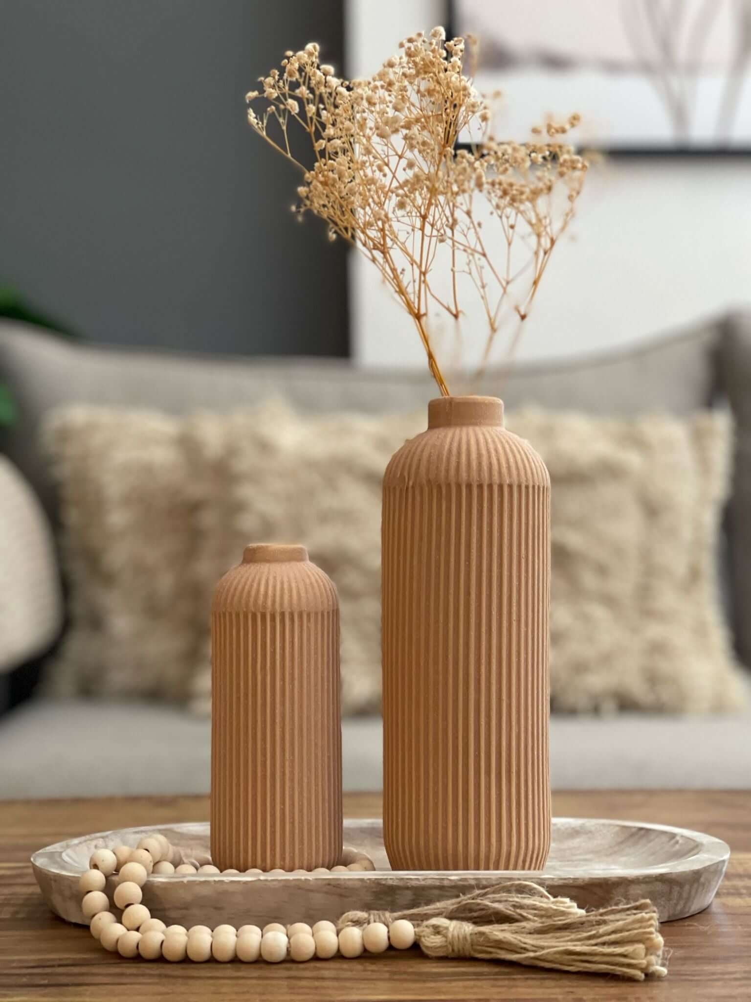 מגש עץ אובלי מולבן - גודל לבחירה