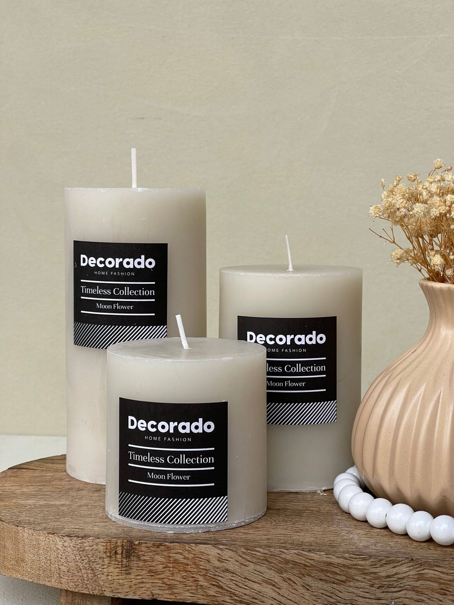 נר מון פלאוור בגוון אבן - גודל לבחירה