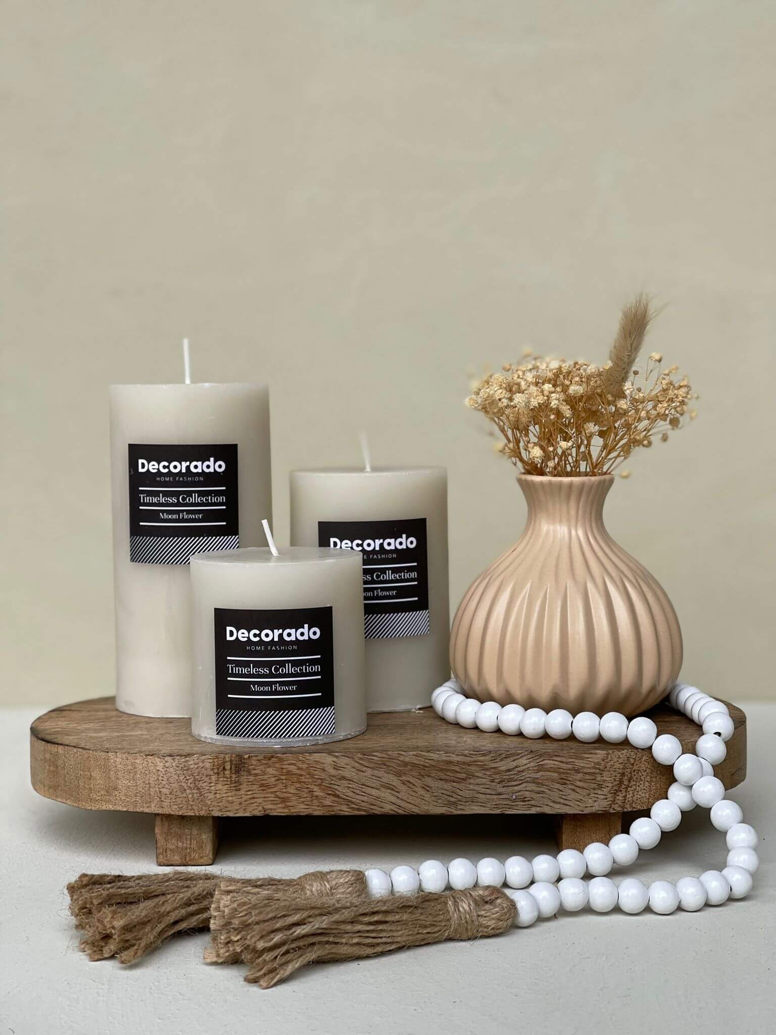 נר מון פלאוור בגוון אבן - גודל לבחירה