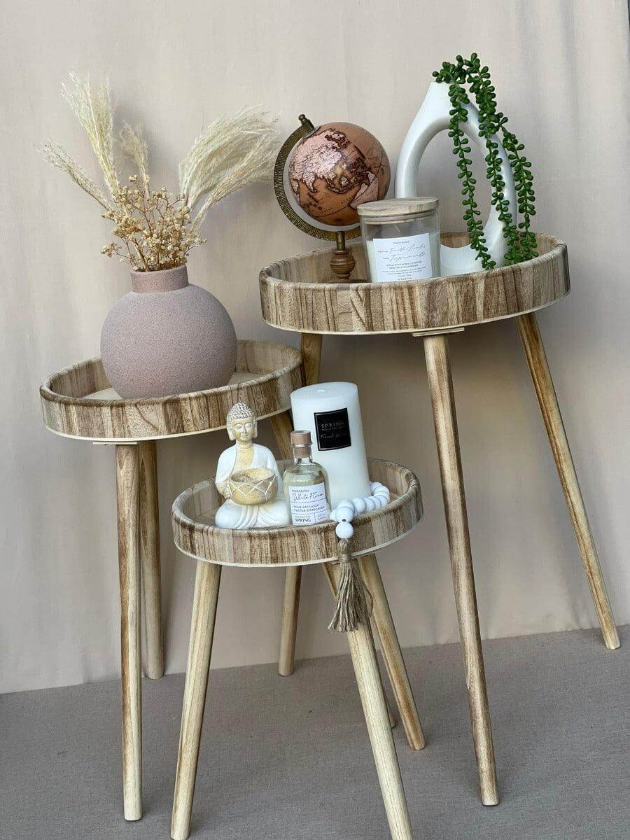 שולחן עץ פאולוניה עגול - גודל לבחירה