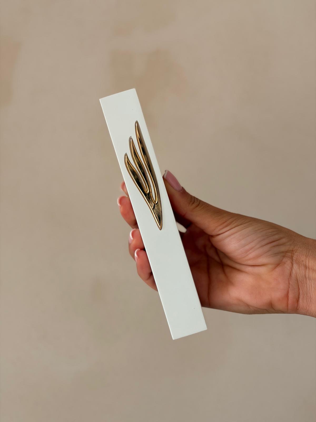 בית מזוזה לבן כנף זהב