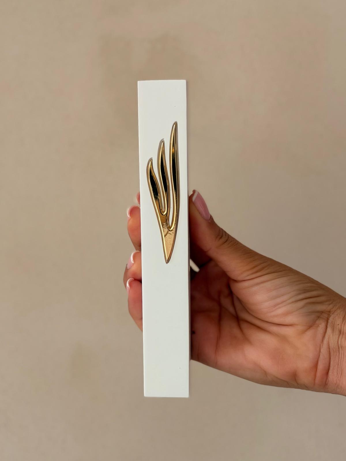 בית מזוזה לבן כנף זהב