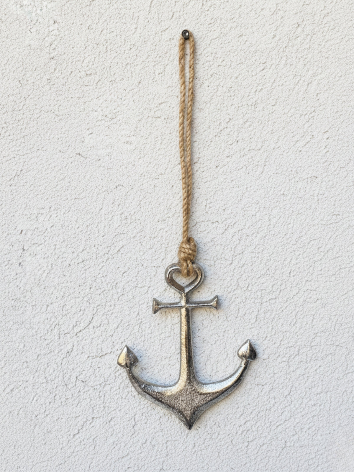 מתלה עוגן כסוף עם לולאת חבל