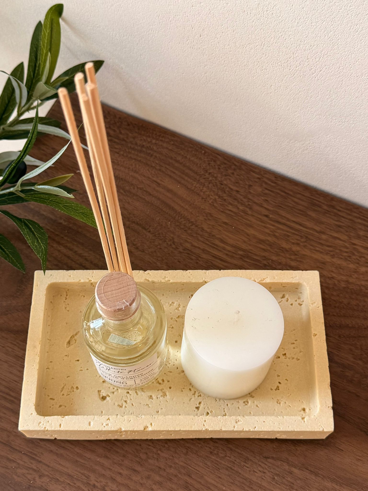 מגש טרוורטין פולי מלבני בז'