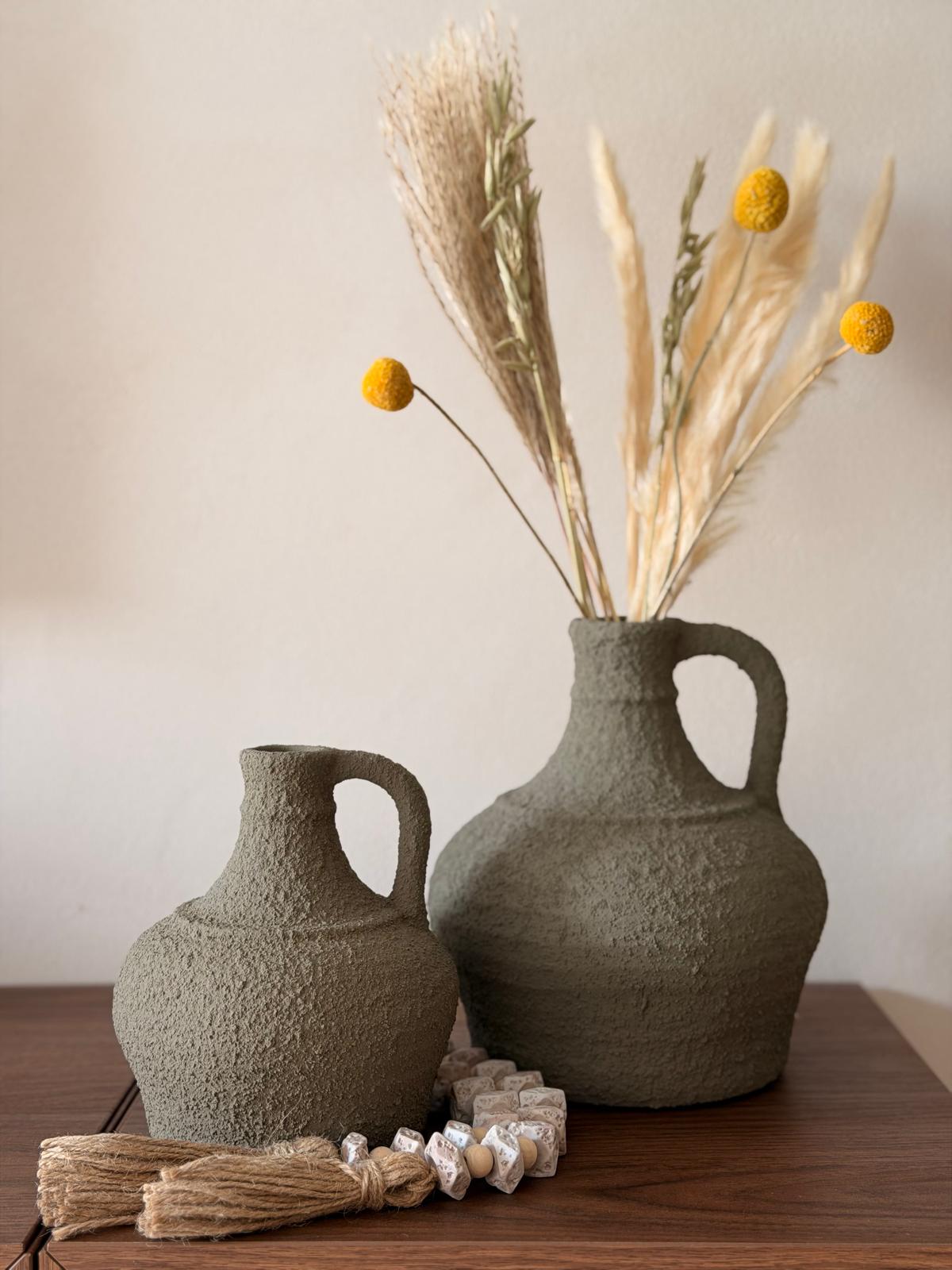 אגרטל חרס ירוק זית