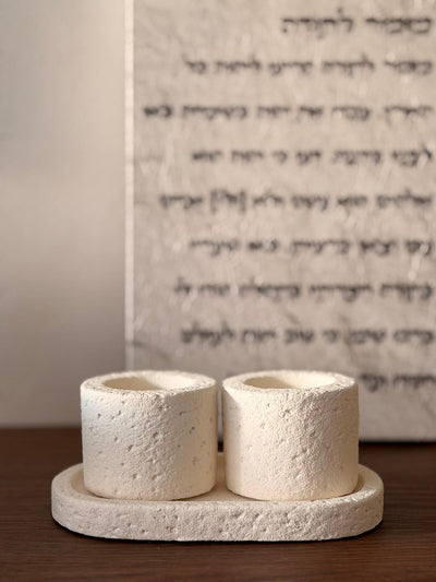 סט פמוטי אבן עם מגש דגם מינרל