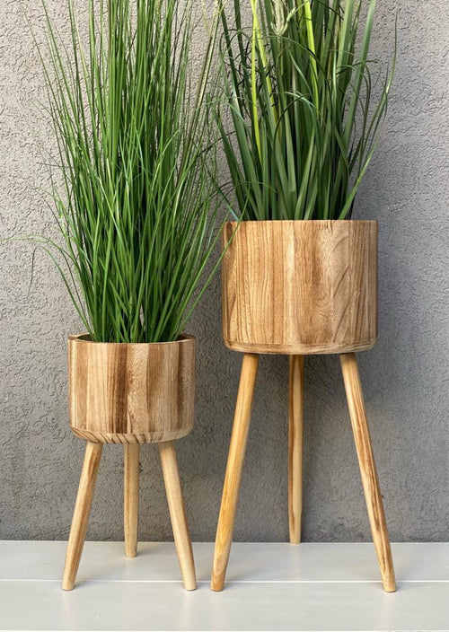 מעמד עציץ עשוי עץ - גודל לבחירה