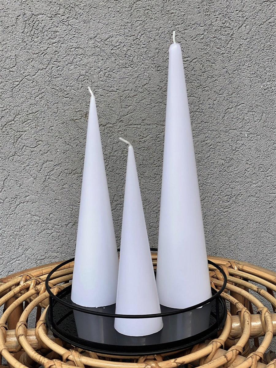 נר קונוס לבן - גודל לבחירה - 1item