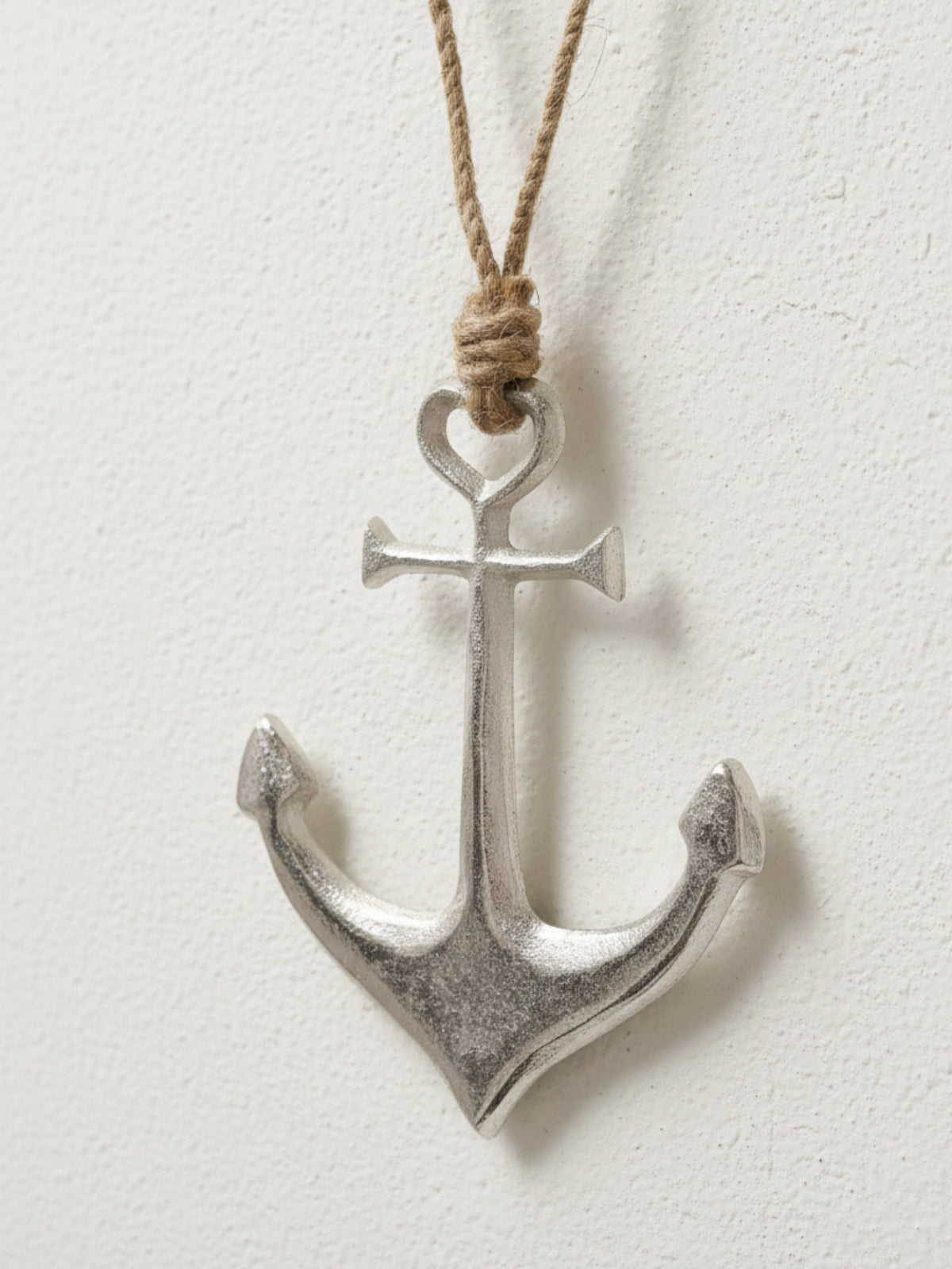 מתלה עוגן כסוף עם לולאת חבל