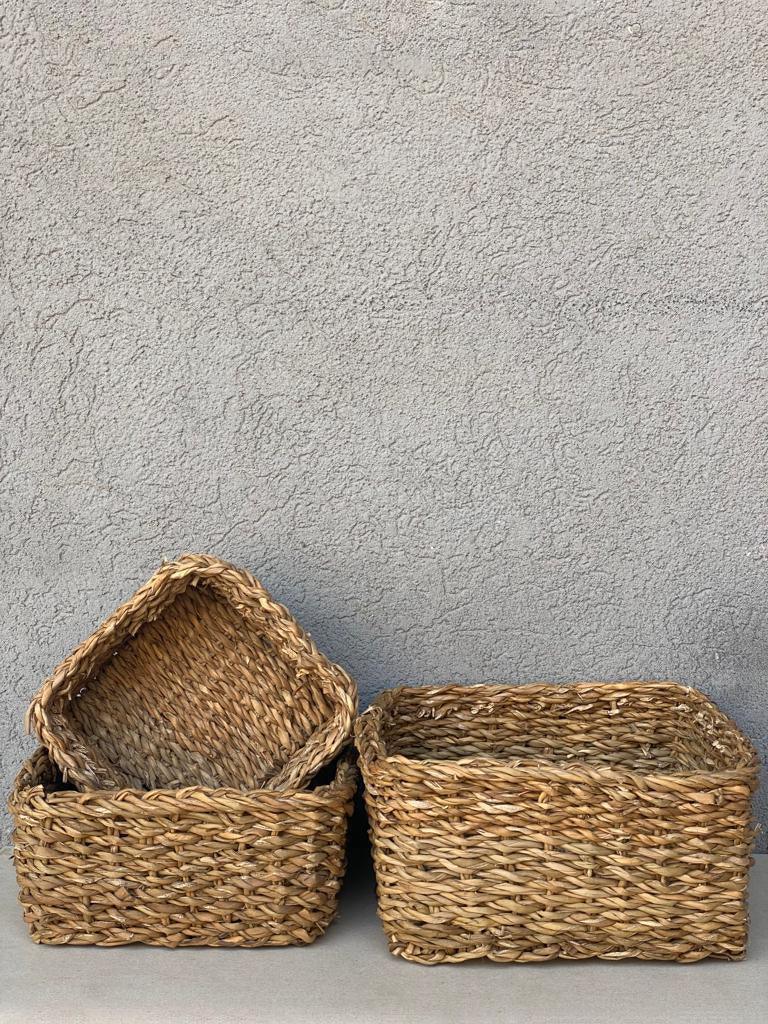 סלסלת קש מרובעת - גודל לבחירה