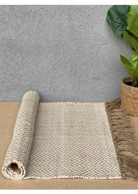 שטיח זיג בשילוב פרנזים חבל- 90*60 ס"מ