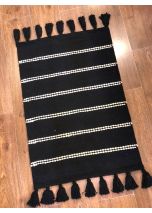שטיח בשילוב פונפונים טרודי שחור - גודל לבחירה
