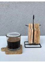 סט תחתיות קפה מעץ מנגו טבעי
