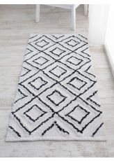 שטיח כותנה רומבוס בשילוב שחור - גודל לבחירה