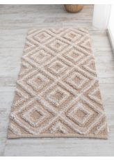 שטיח כותנה רומבוס בשילוב שמנת - 50*80 ס"מ