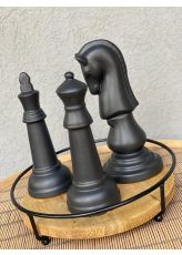 כלי שחמט גדול שחור - דגם לבחירה